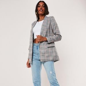 Missguided Oversized Gray Dogtooth Blazer EUC